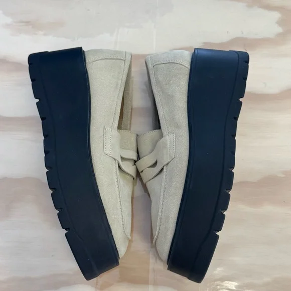 Like New Free People Nico Sand Suede Platform Loafers Sz 38 - Picture 7 of 13